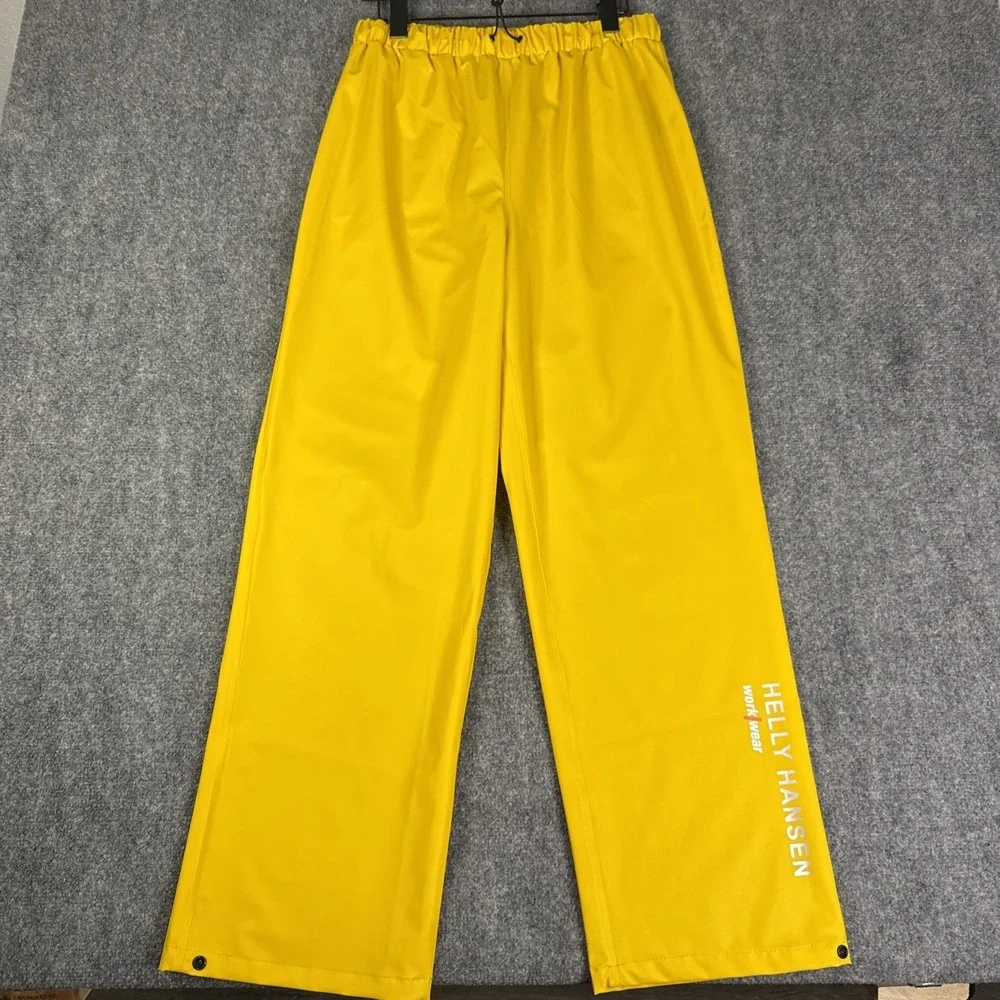 Helly Hansen Voss Rain Pants Size M Yellow Pull On Waterproof Drawstring NEW